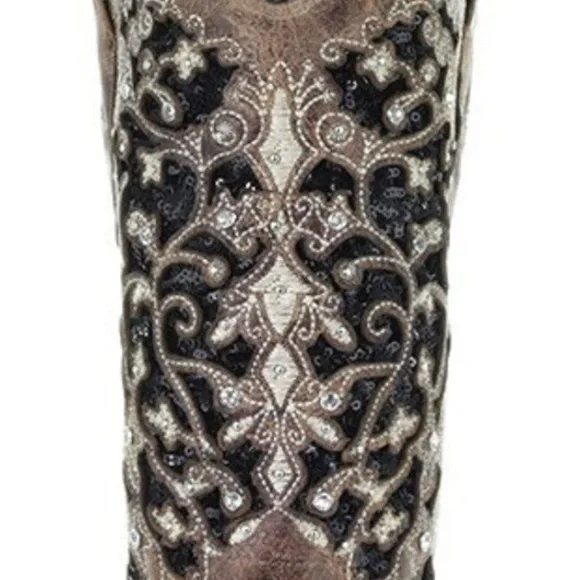 Corral Distressed Brown Boots with Black Embroidery - Picture 14 of 15